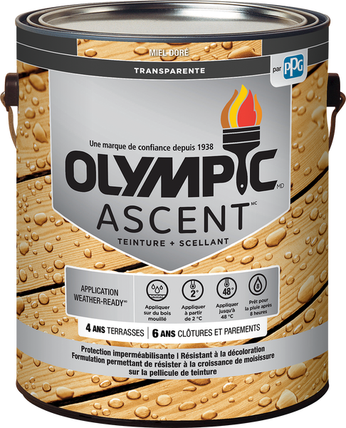 OLYMPIC® ASCENT™ Exterior Transparent Stain + Sealant