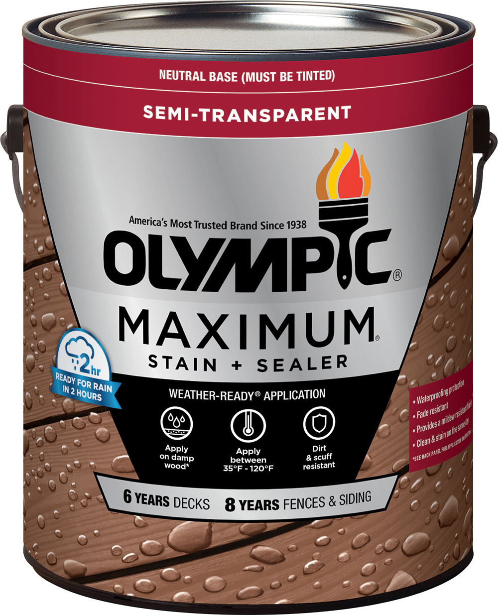 OLYMPIC® MAXIMUM® Exterior Semi-Transparent Sealant + Stain - Acrylic Oil