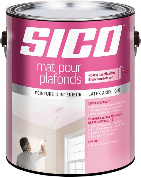 Étiquette pour SICOᴹᴰ Peinture d’intérieur au latex mat pour plafonds avec indicateur rose