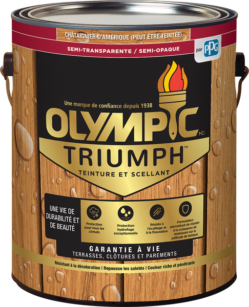 OLYMPIC® TRIUMPH™ Exterior Semi-Transparent/Semi-Solid Stain + Sealant