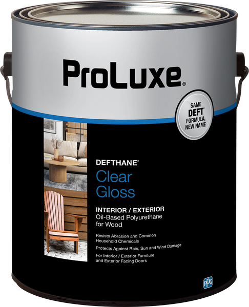 Product image of ProLuxe® DEFTHANE® Interior/Exterior Clear Oil-Based Polyurethane for Wood